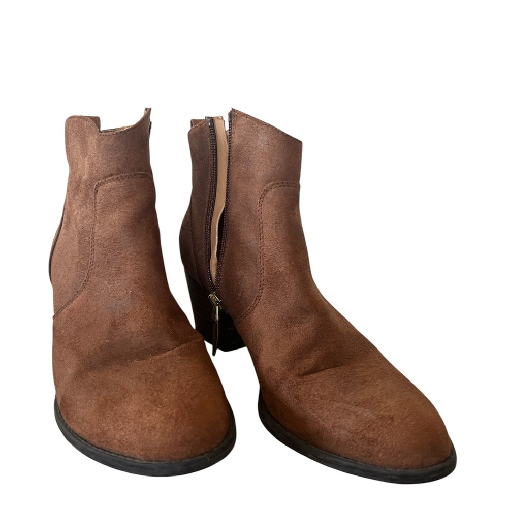 Franco Sarto Brown Ankle Boots with Side Zipper Used with a detail inside